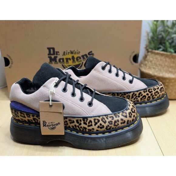 Dr. Martens Buzz 5-Eye Light Tan & Powder Pink Leopard and Suede Shoes UK 7 NIB - Picture 2 of 15